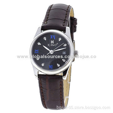 Vintage Silver Watch, Bezel with Leather Strap, 3ATM Waterproof